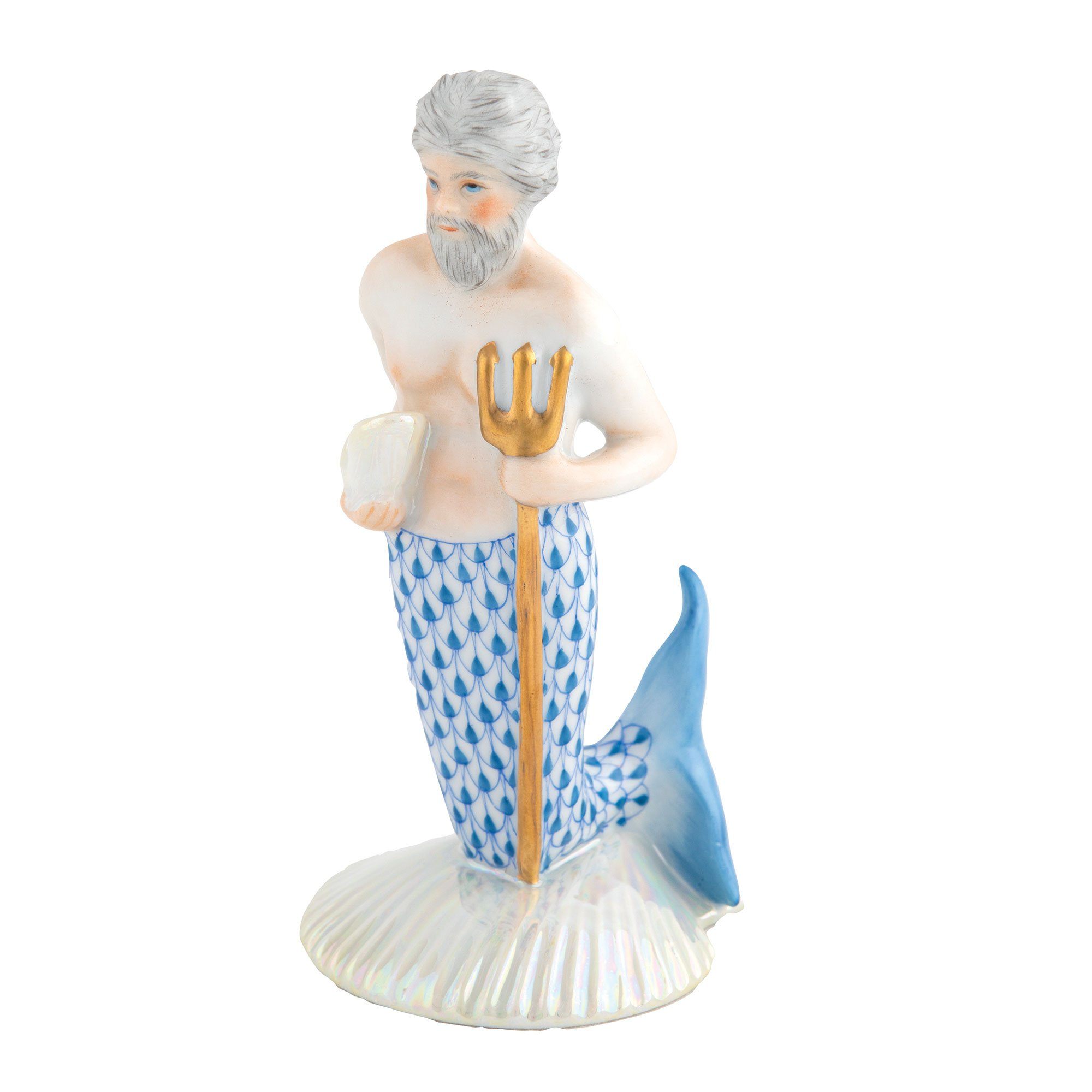 Exquisite Handmade Herend Neptune Porcelain Figurine