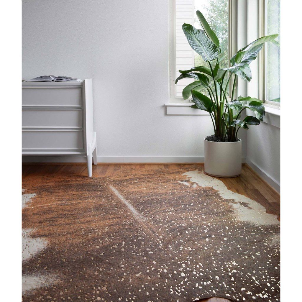 Loloi II Bryce BZ 10 Area Rug in Walnut and Champagne Colors with Gold Metallic Accents