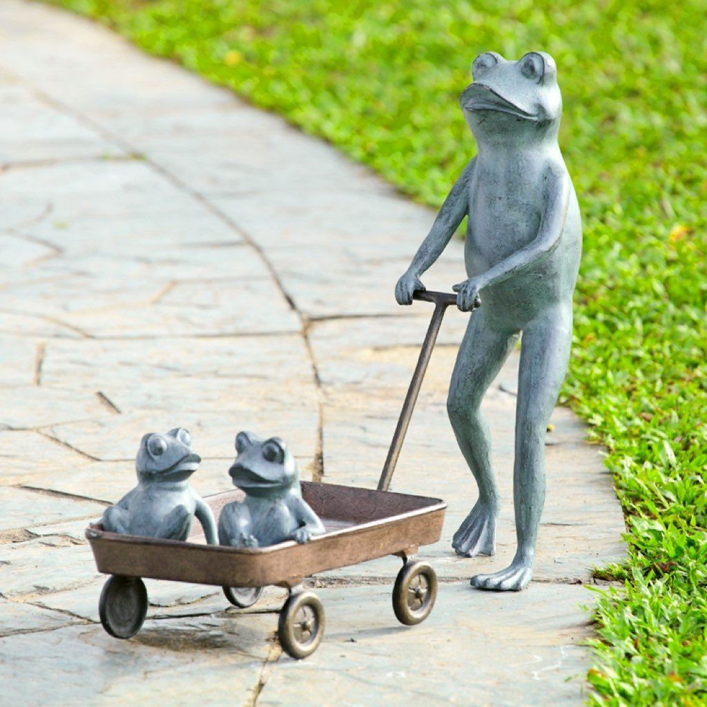 SPI Adorable Aluminum Garden Frog Family Planter Set