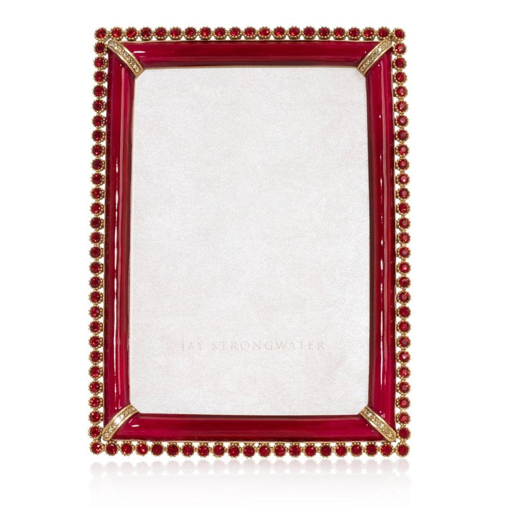 Jay Strongwater Lorraine Decorative Picture Frame - 4 x 6 Inch Ruby Red Frame with 14K Gold Finish
