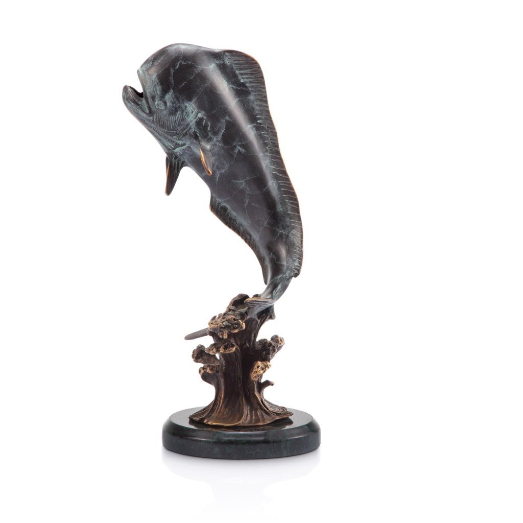 SPI Gallery Handmade Solid Brass Bull Mahi Mahi Jumping Sculpture