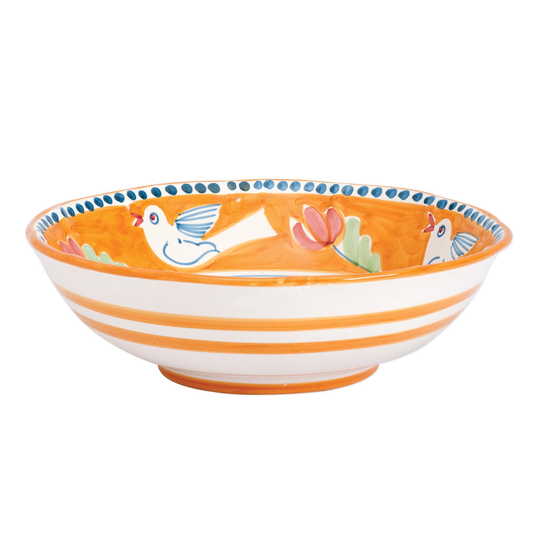 Vietri Large-Sized Campagna Uccello Decorative Serving Bowl for Dining