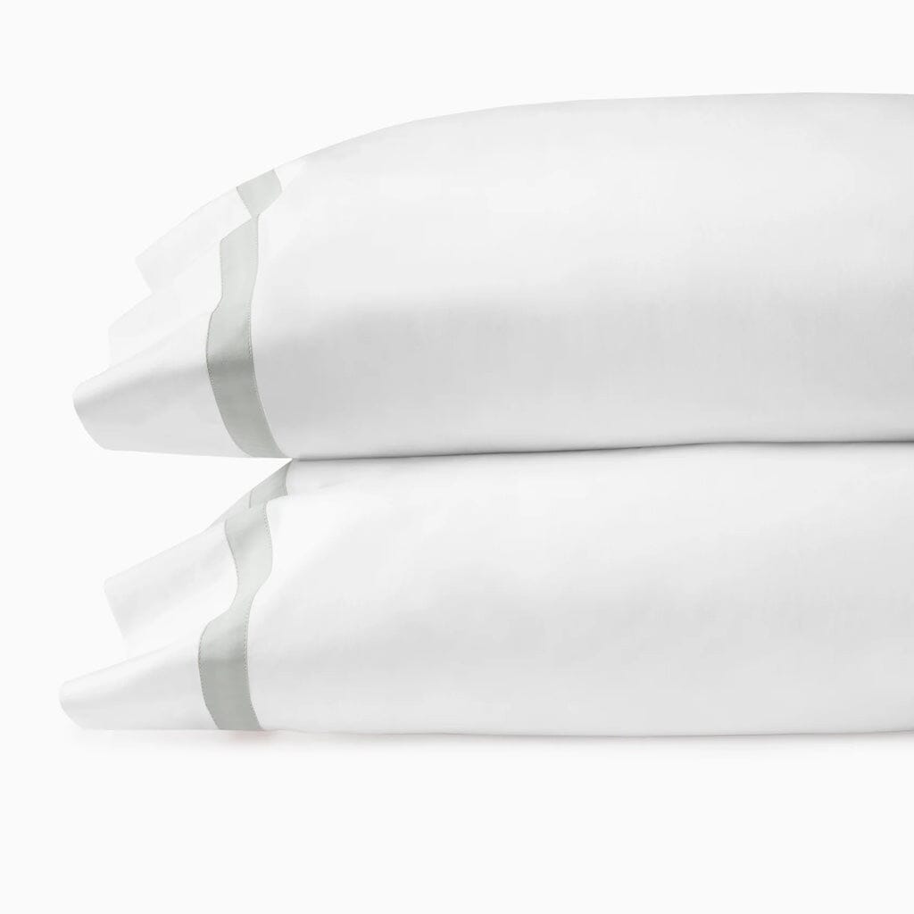 Sferra Estate 22 x 33 Standard Pillowcase Pair in Pristine White with Colorful Sateen Applique