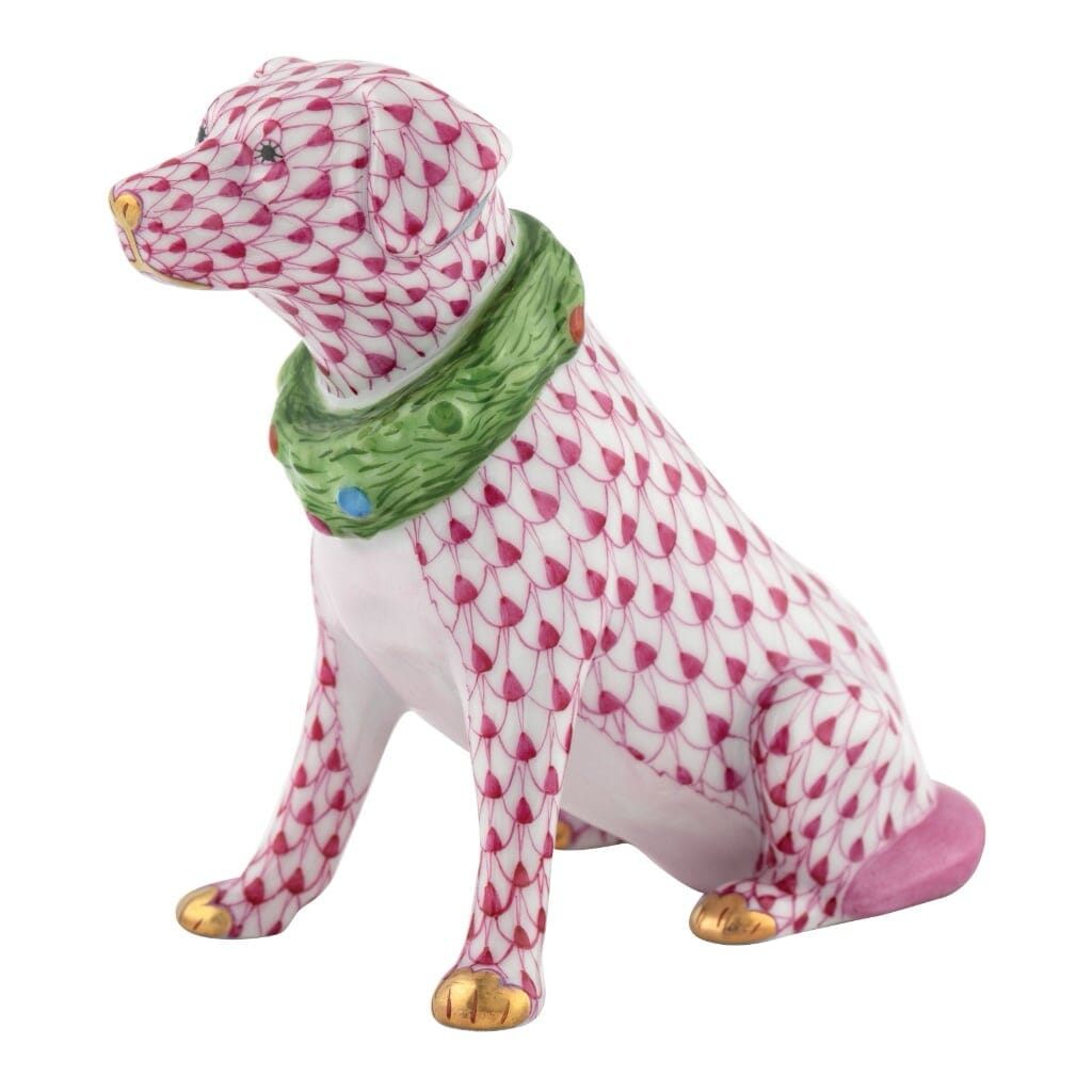 Herend Handmade Porcelain Holiday Dog Figurine for Christmas Decor