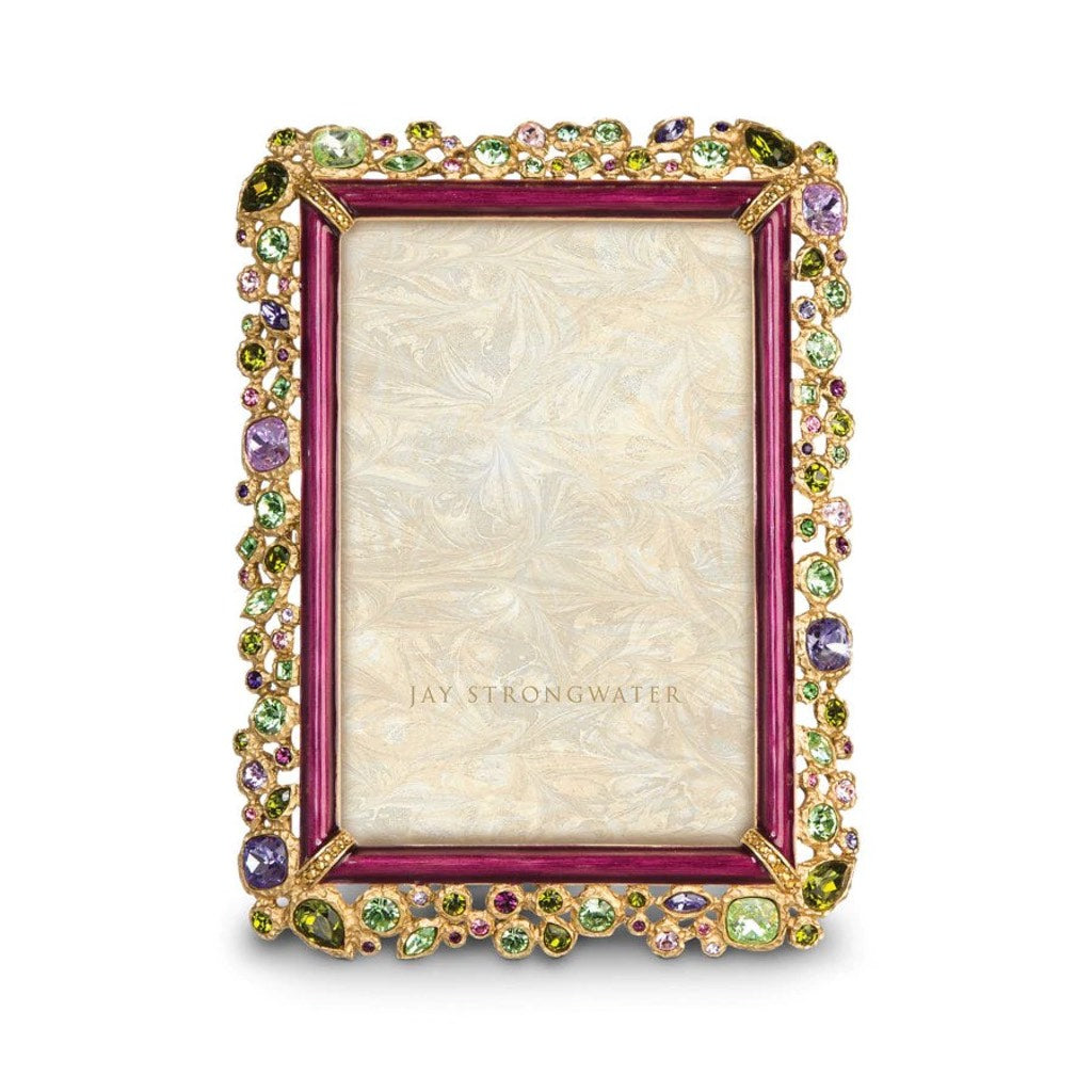 Jay Strongwater Bejeweled Emery 4 x 6 Picture Frame with Beautiful Bouquet Design