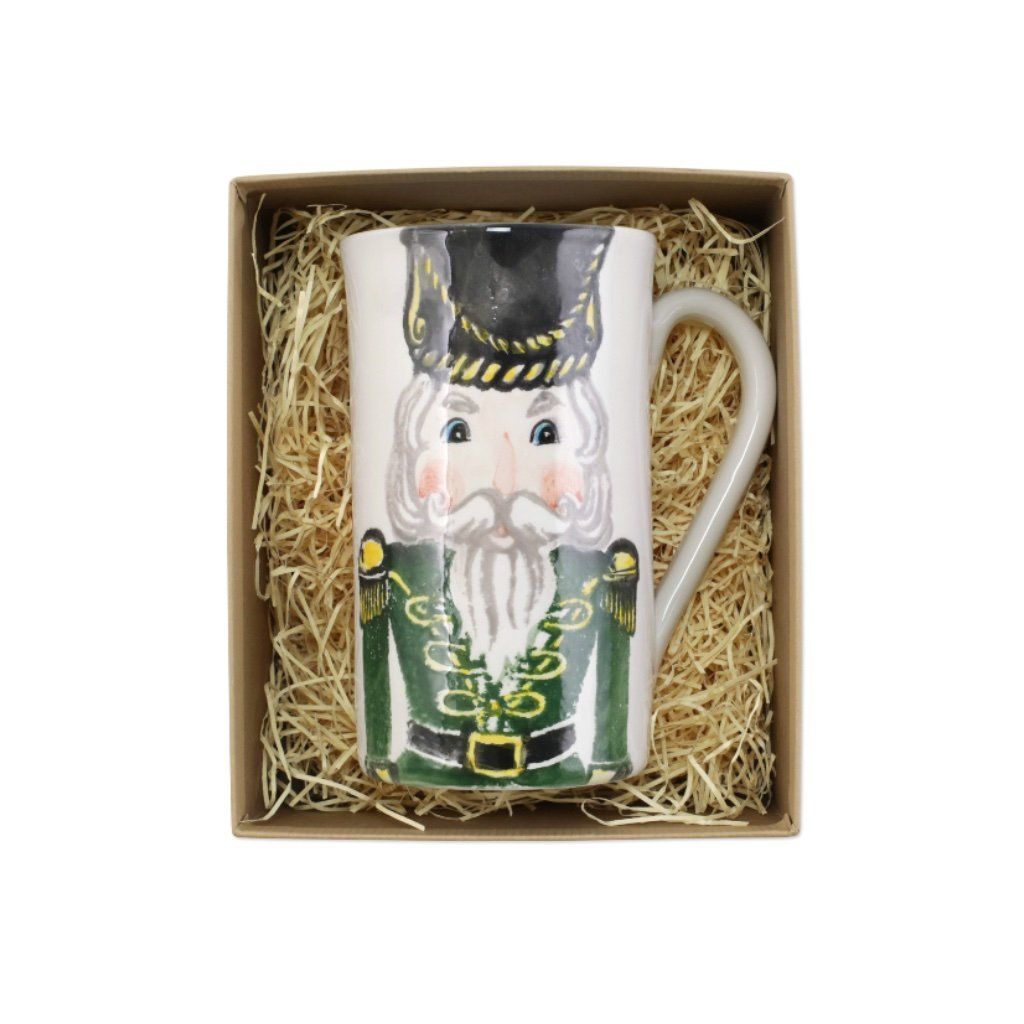 Vietri Hand - painted Latte Mug with Nutcracker Soldier, a Christmas Collectible Gift