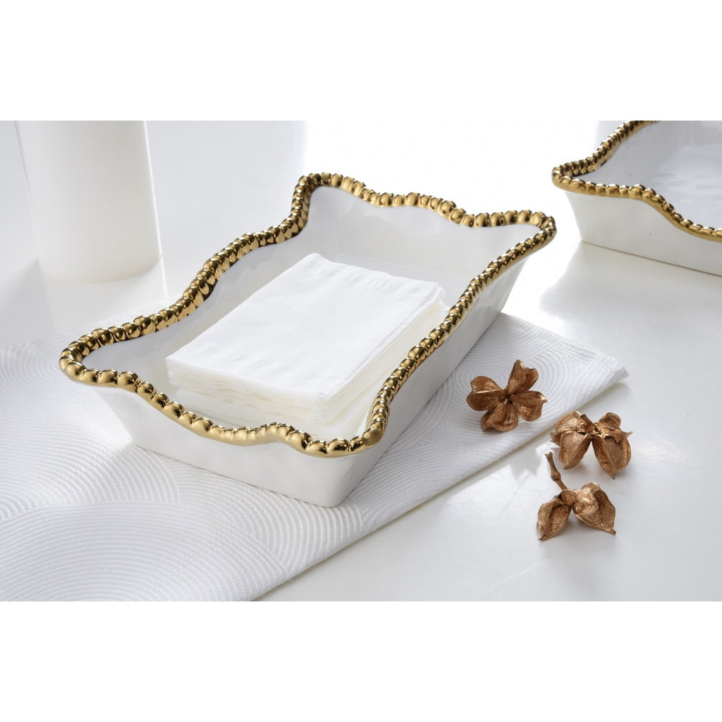 Pampa Bay Elegant Golden Titanium Beaded Rim Dinner Napkin and Guest Towel Holder