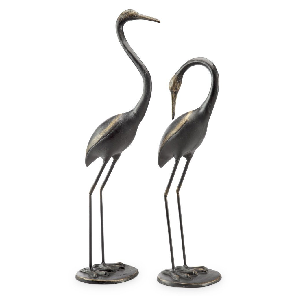 28'H Cast Iron Elegant Garden Watchful Waders Crane Pair Set