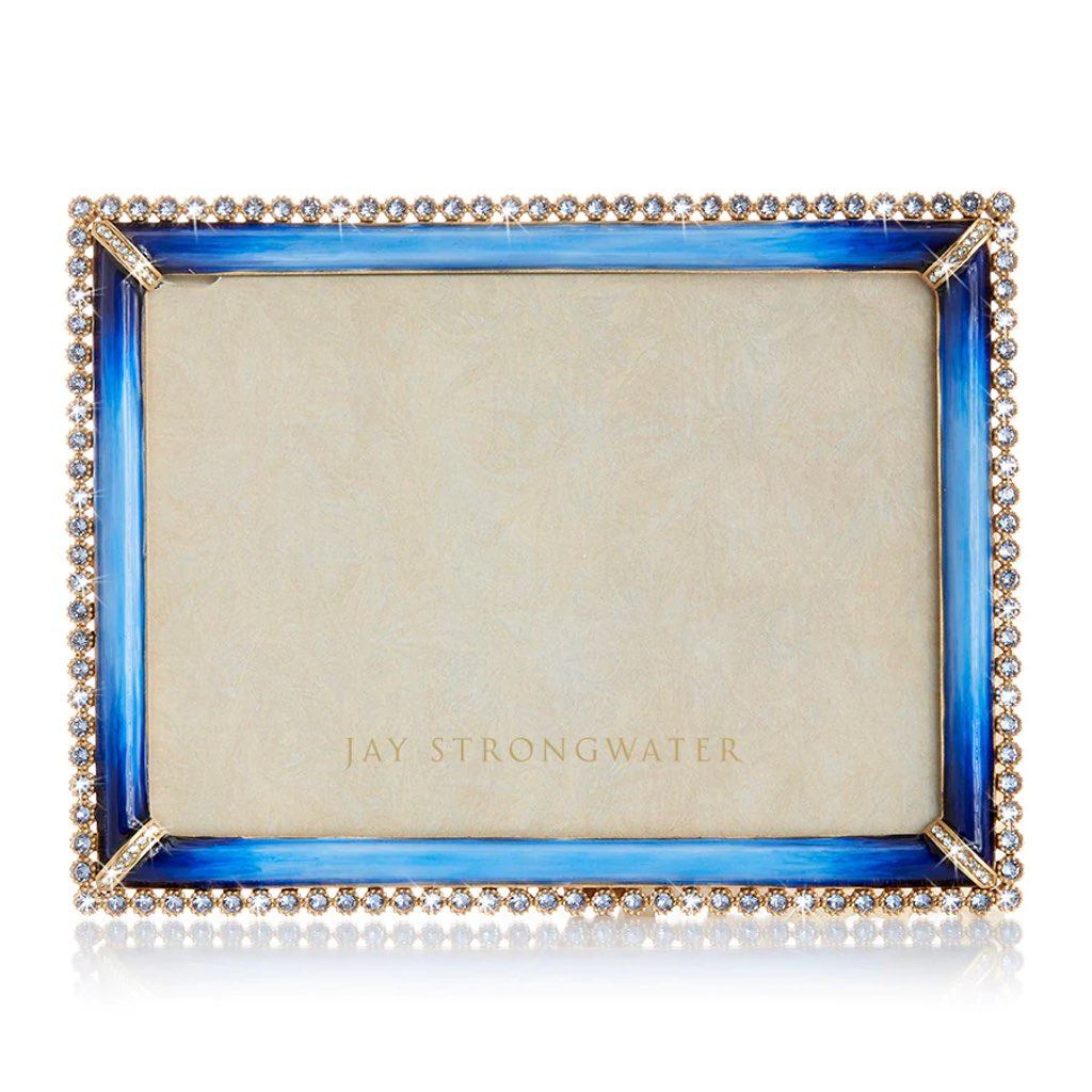 Jay Strongwater Lucas 5 x 7 Photo Frame with Lapis Blue Edge and 14K Gold Finish