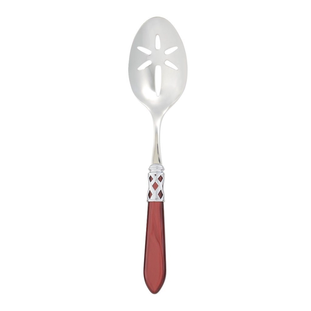 Vietri Aladdin Shiny Chrome 18/10 Stainless Steel Slotted Serving Spoon