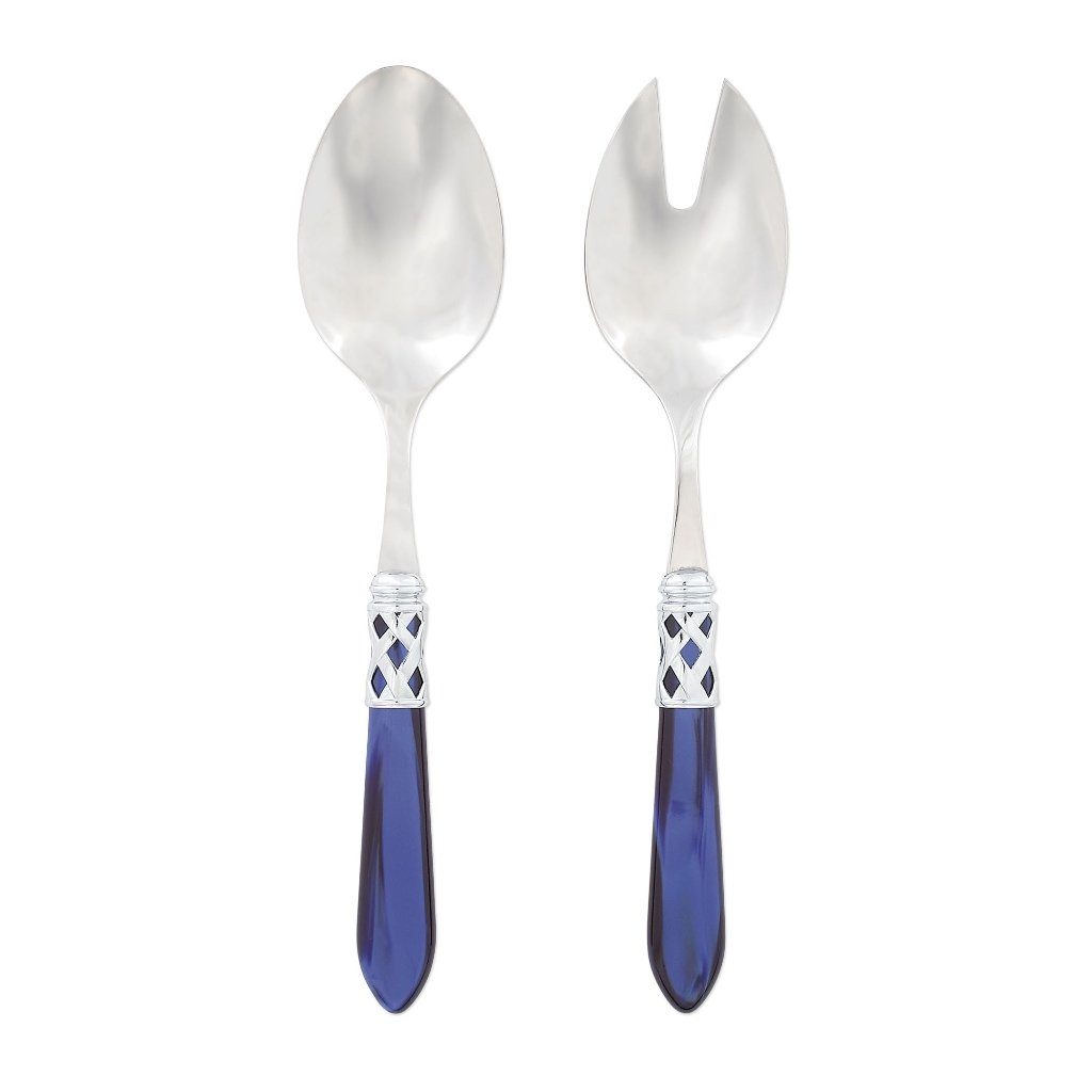 Vietri Aladdin Set of Shiny Chrome Salad Servers, Handmade in Italy