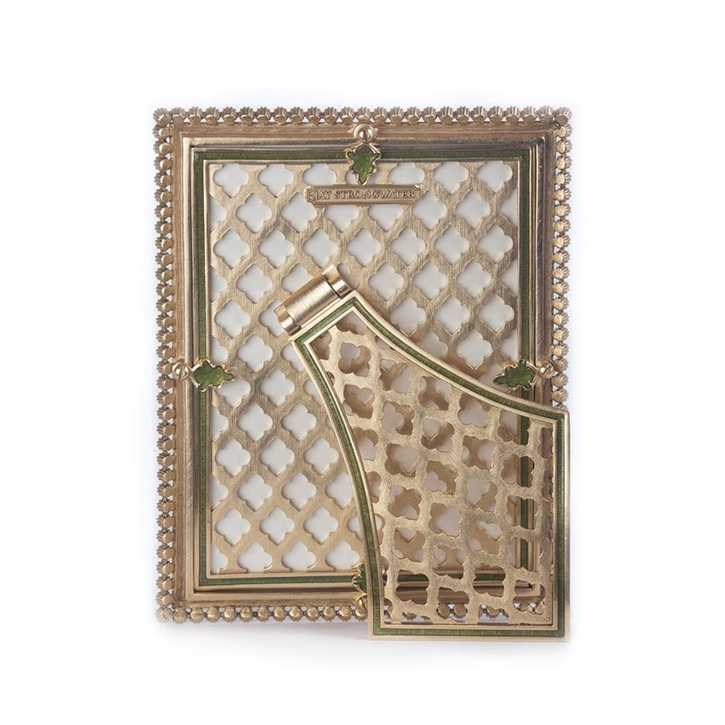 Jay Strongwater Lucas Picture Frame - 5 x 7 Size with Apple Green Ombre Design and 14K Gold Finish