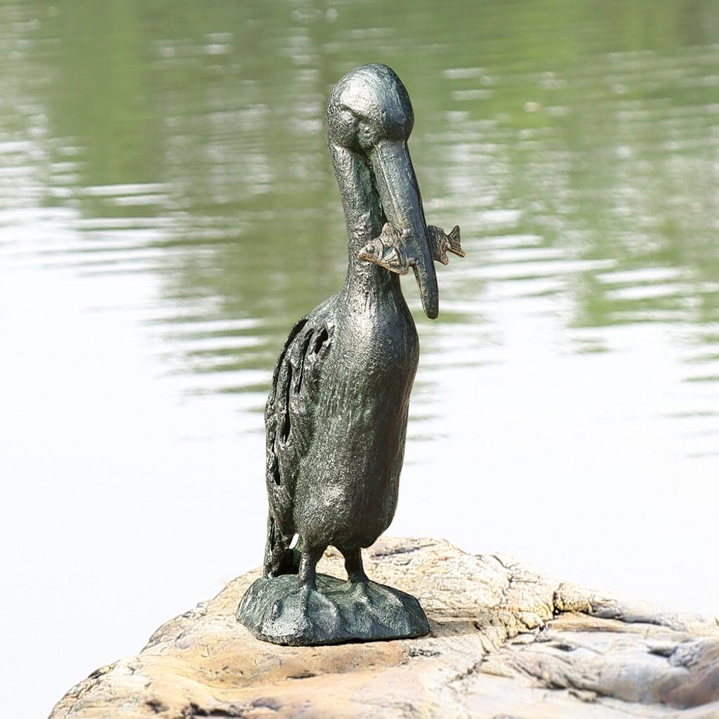 SPI Cast Iron Garden Pelican Sculpture for Snacking Fun