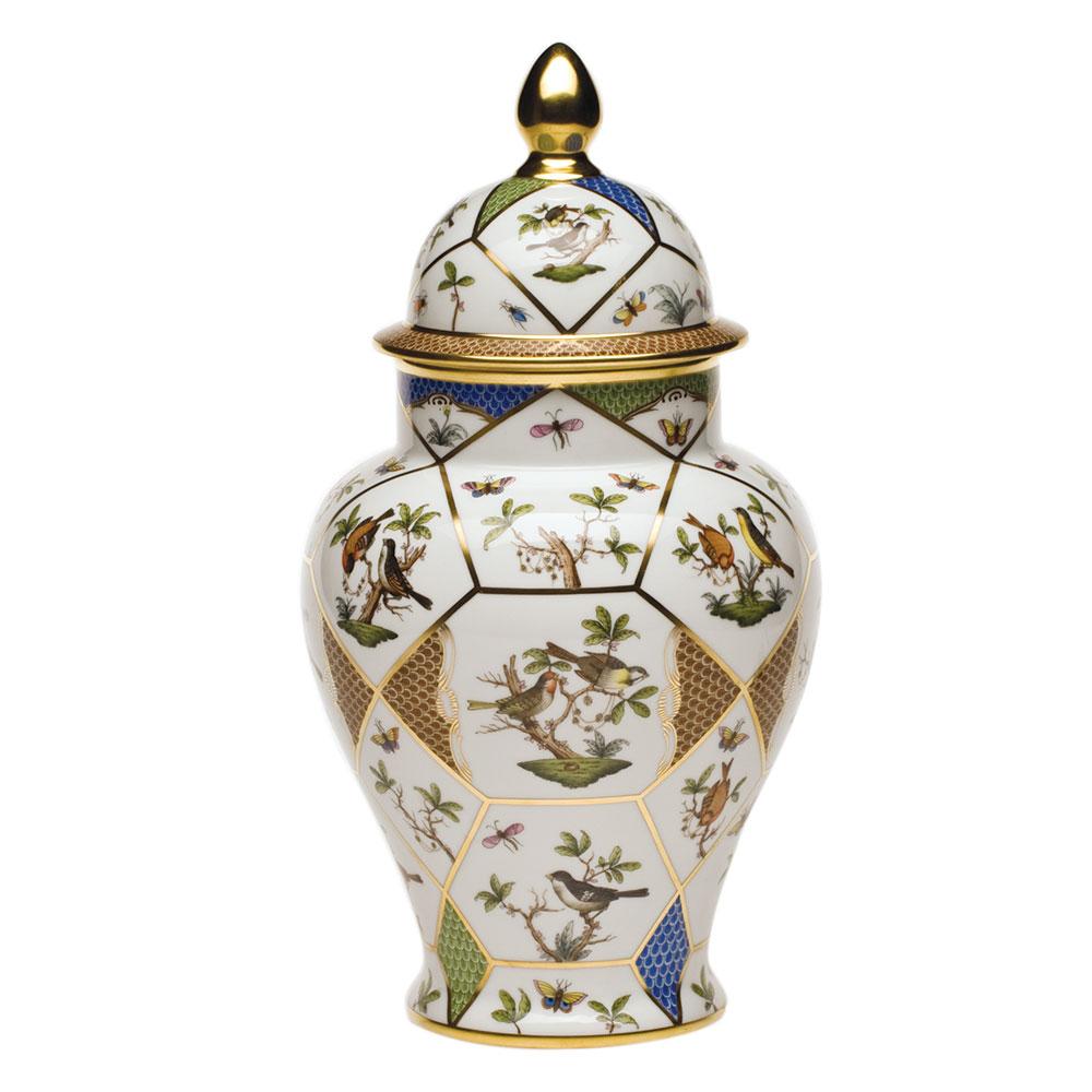 Limited Edition Herend Hand - painted Rothschild Bird Covered Urn