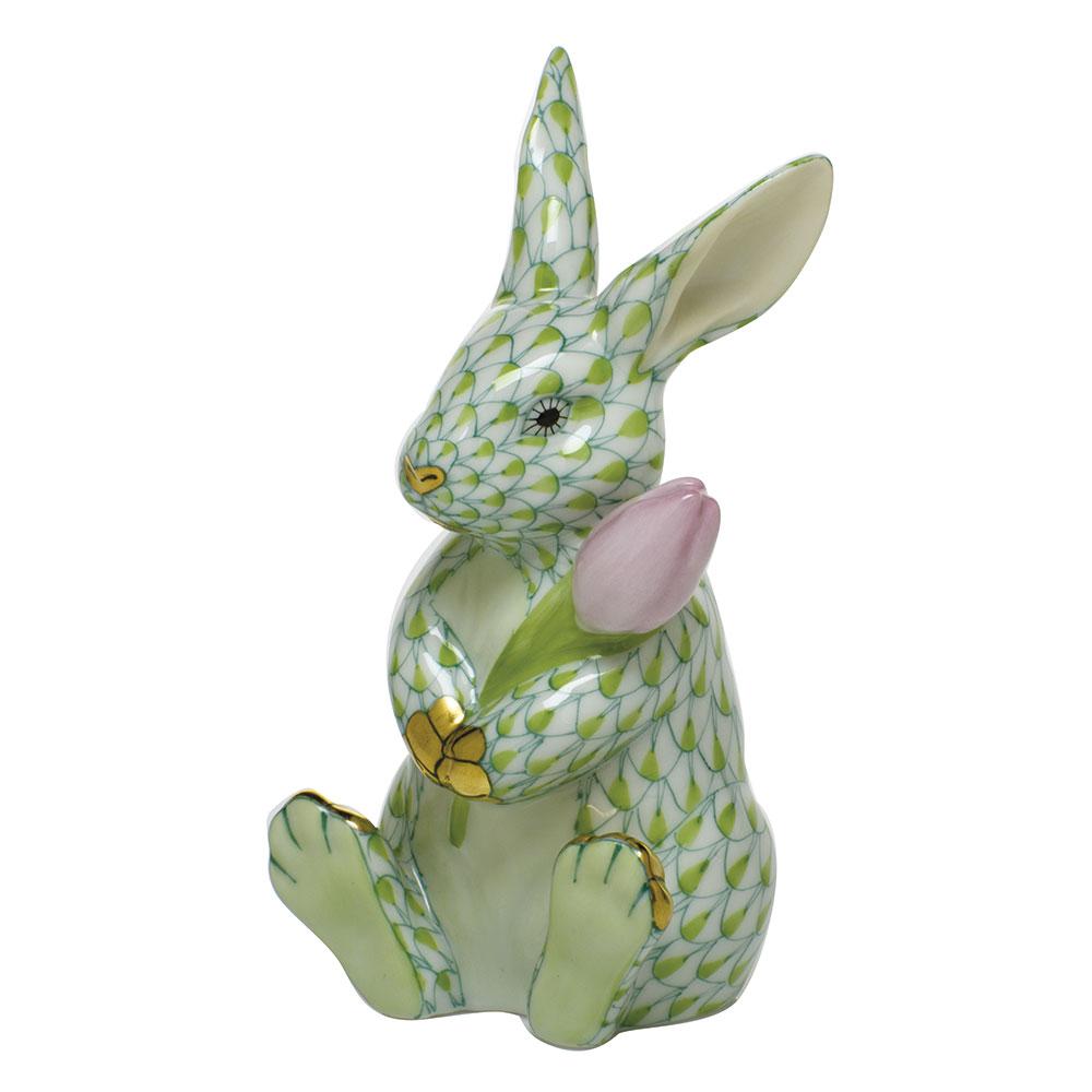Exquisite Hand - painted Herend Blossom Bunny Porcelain Figurine
