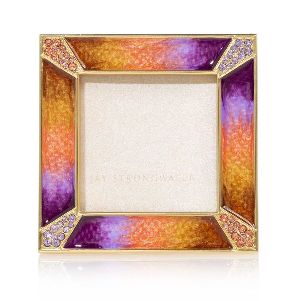 Jay Strongwater 2 - Square Autumn - Inspired Leland Pave Corner Frame in 14K Gold Finish
