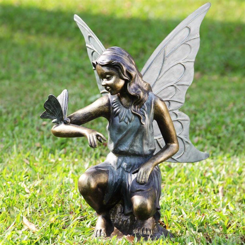 SPI Garden Decorative Graceful Sculpture of Fairy and Butterfly