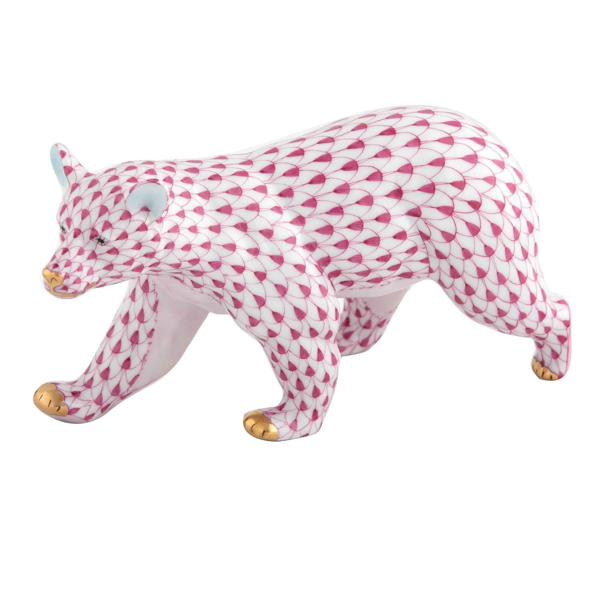 Exquisite Herend Handmade Walking Bear Porcelain Figurine