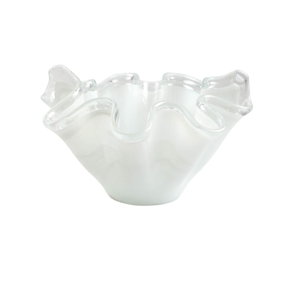Large White Vietri Onda Glass Bowl for Sophisticated Home Decor