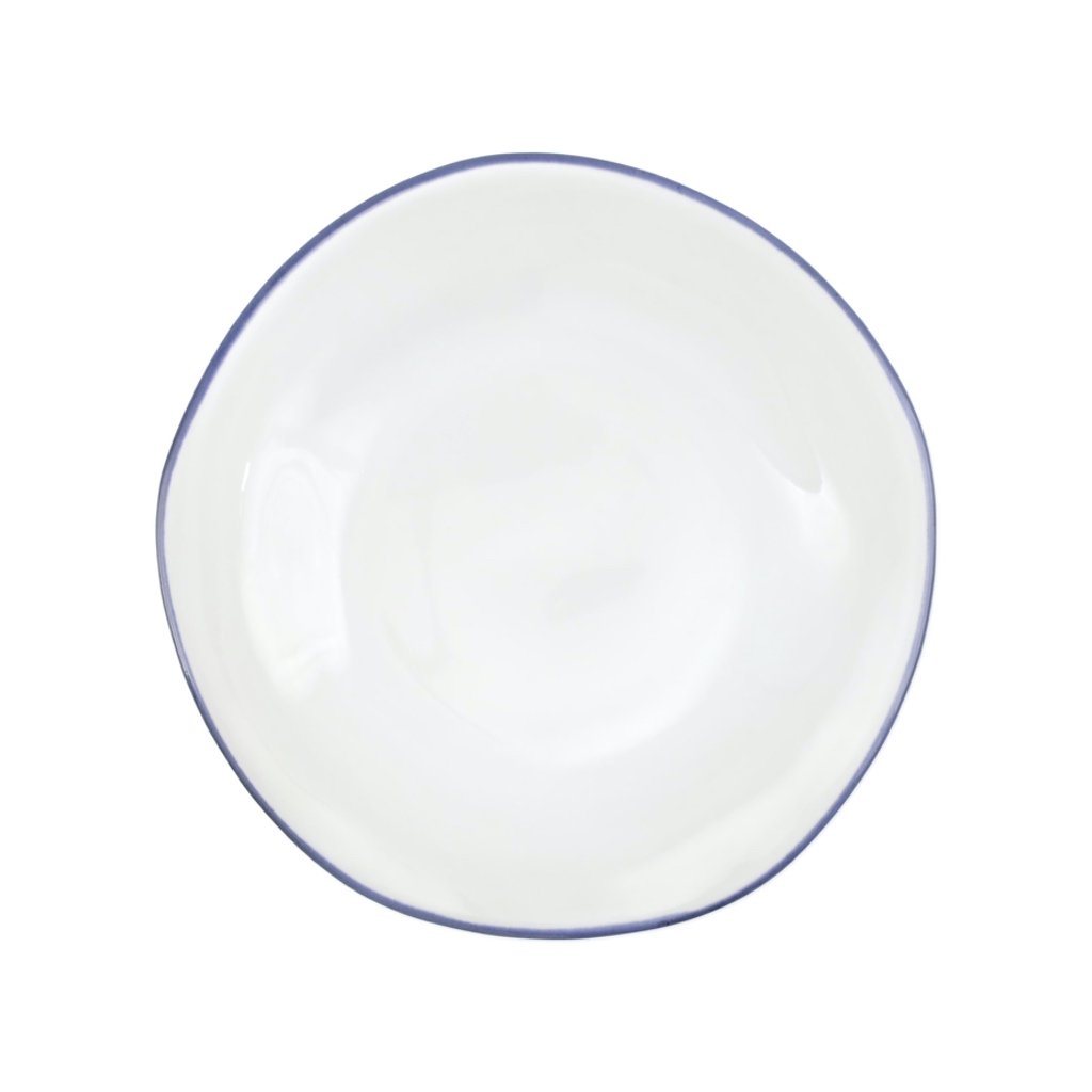 Vietri Aurora Edge Stoneware Salad Plate with Striking Cobalt Blue Border
