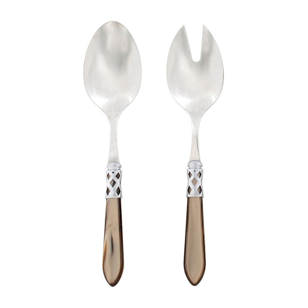 Vietri Aladdin Set of Shiny Chrome Salad Servers, Handmade in Italy