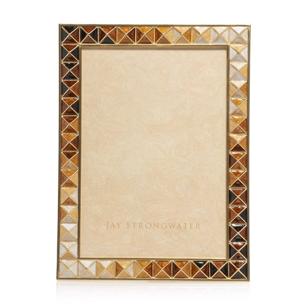 Jay Strongwater 5 x 7 Photo Frame - Mosaic Pyramid Design with Hand - Enameled Topaz Ombre and 14K Gold Finish