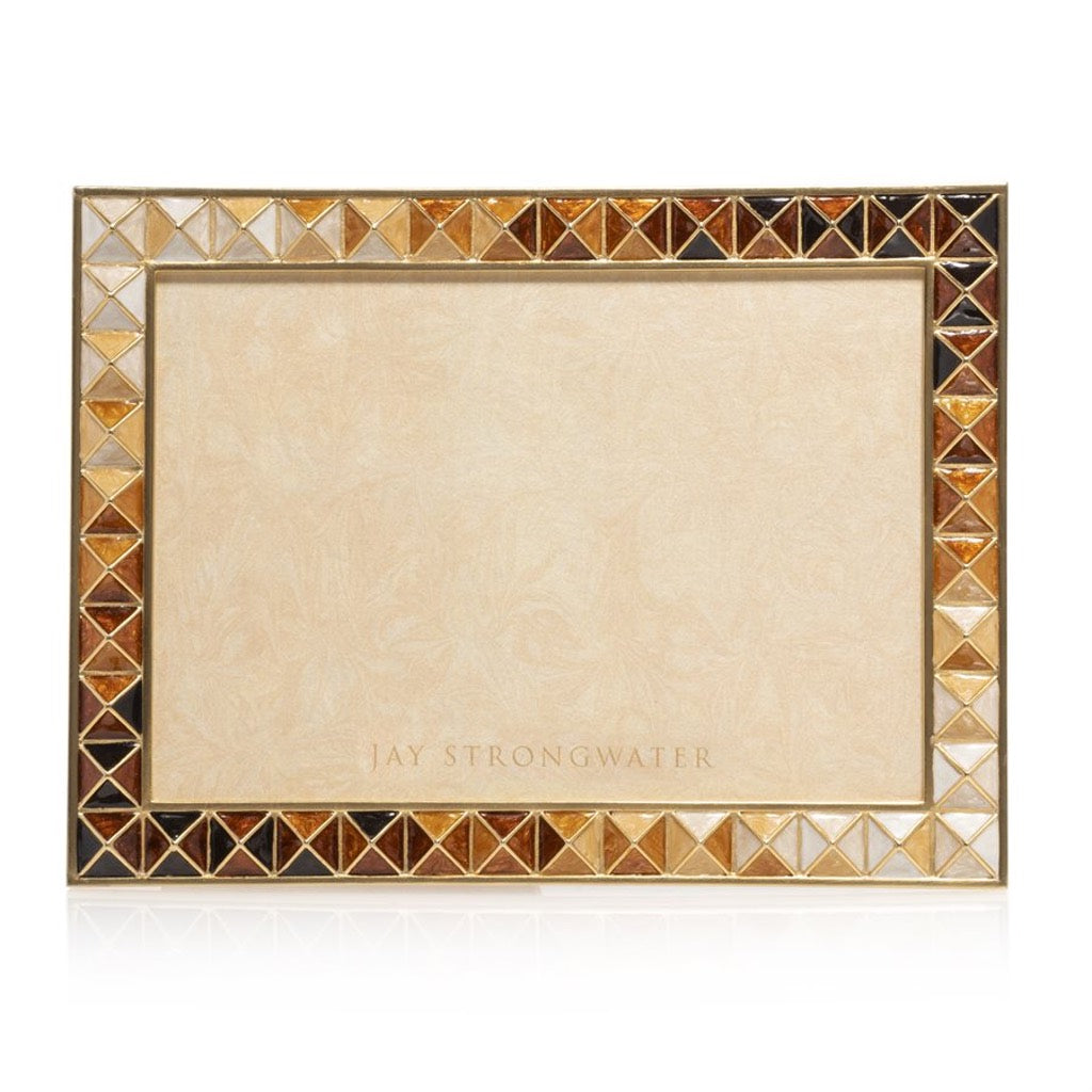Jay Strongwater 5 x 7 Photo Frame - Mosaic Pyramid Design with Hand - Enameled Topaz Ombre and 14K Gold Finish