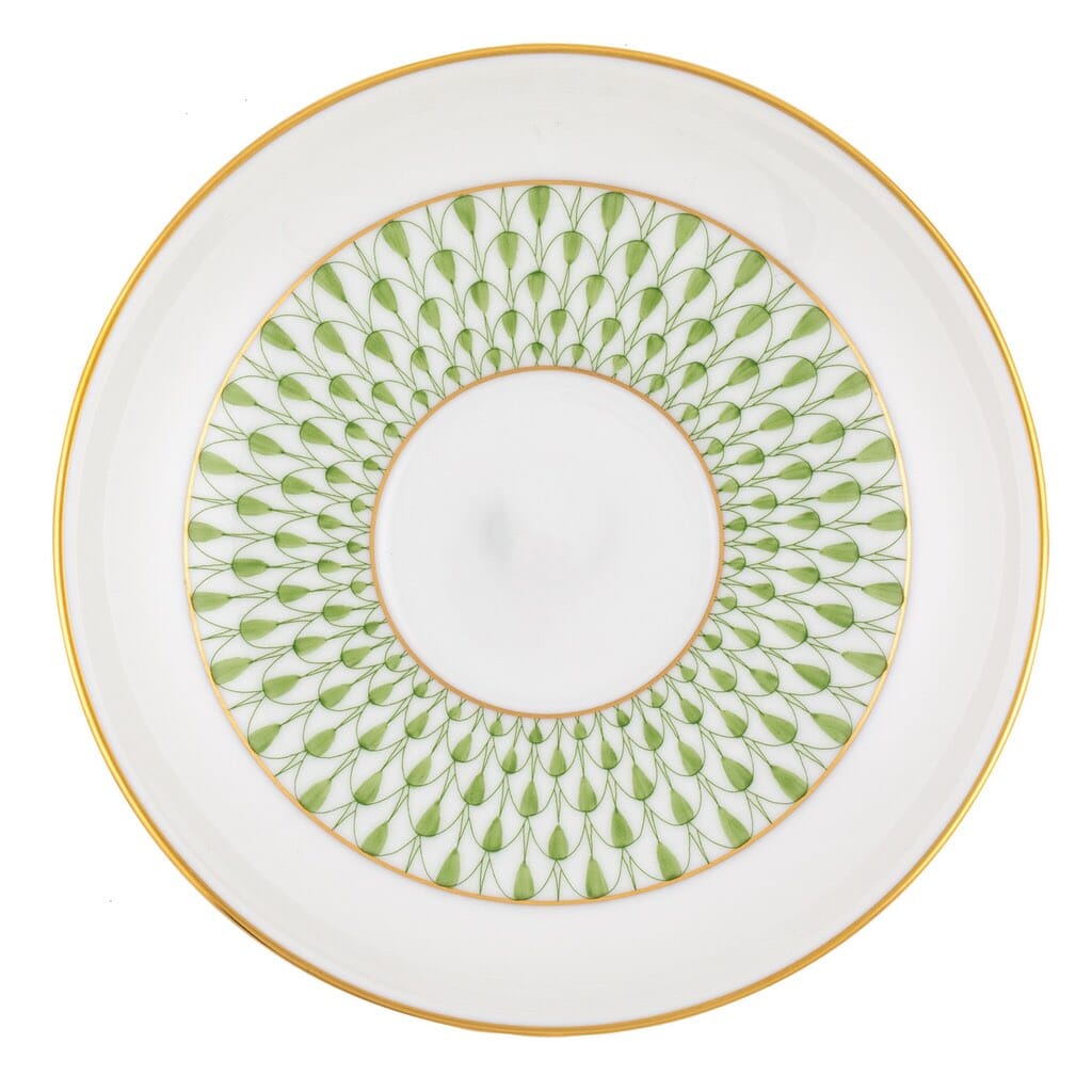 Herend Art Deco Style Tea Saucer with 24K Gold Geometric Accents