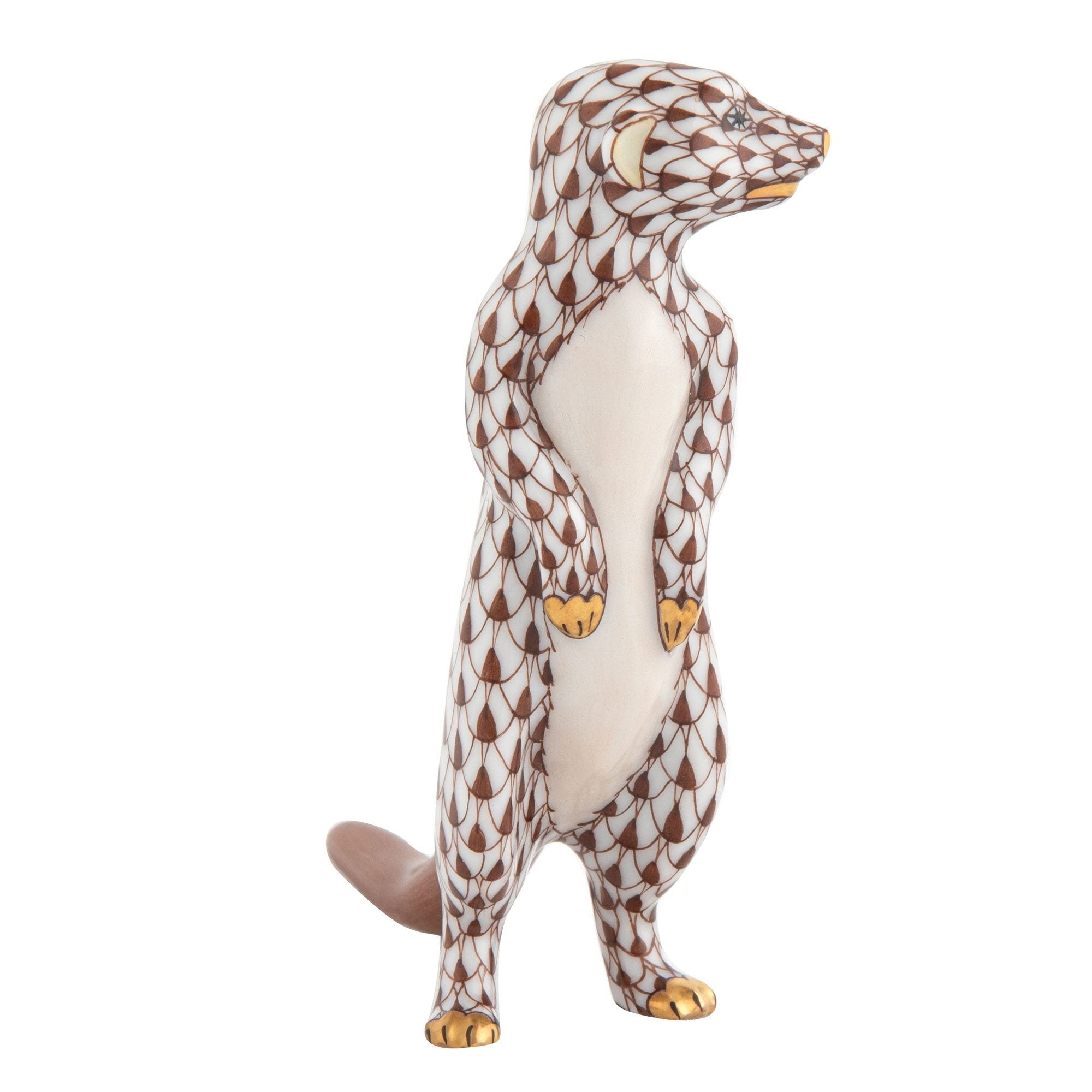 Handmade Herend Meerkat Porcelain Figurine from Hungary
