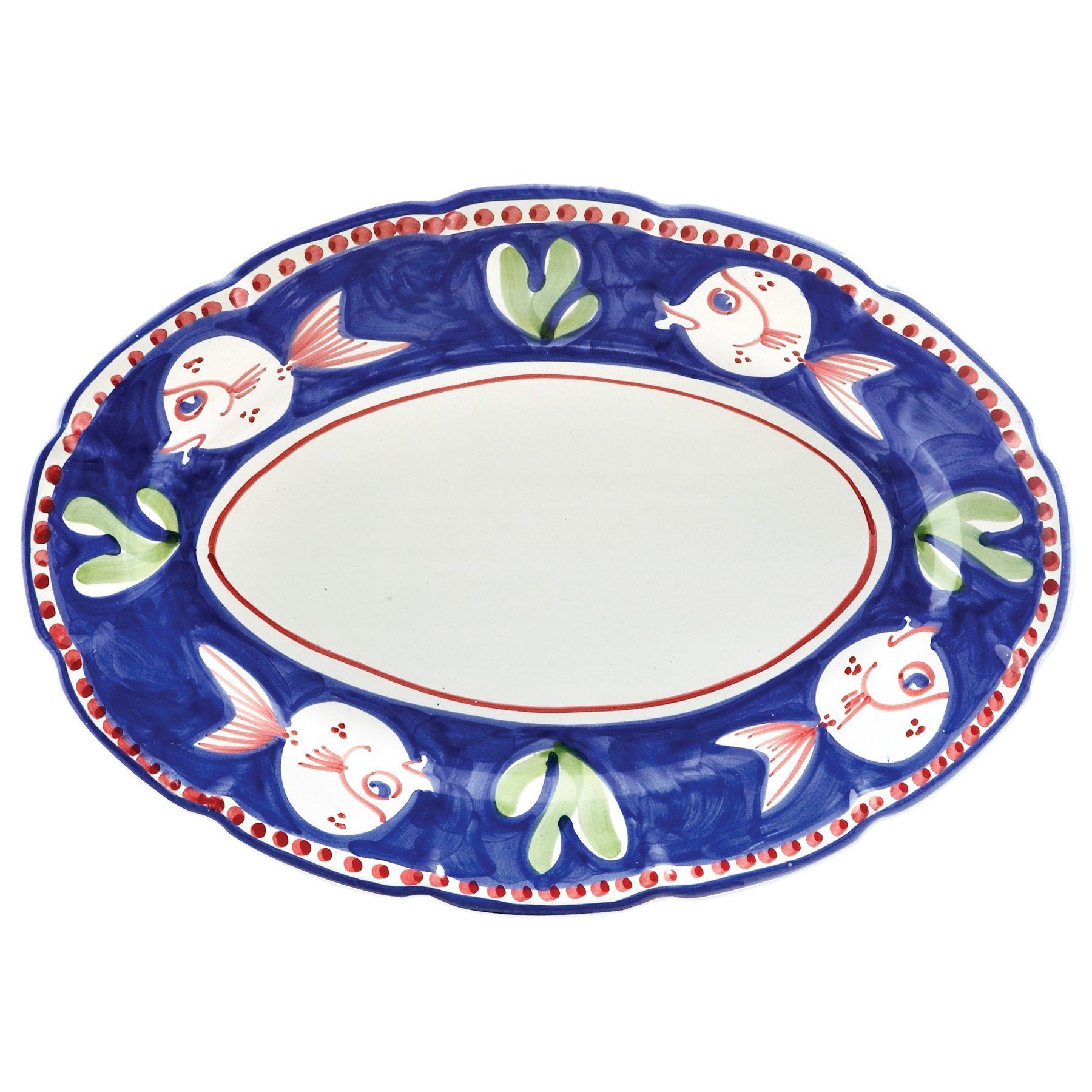 Vietri Italian Handmade Campagna Pesce Design Oval Dinner Platter