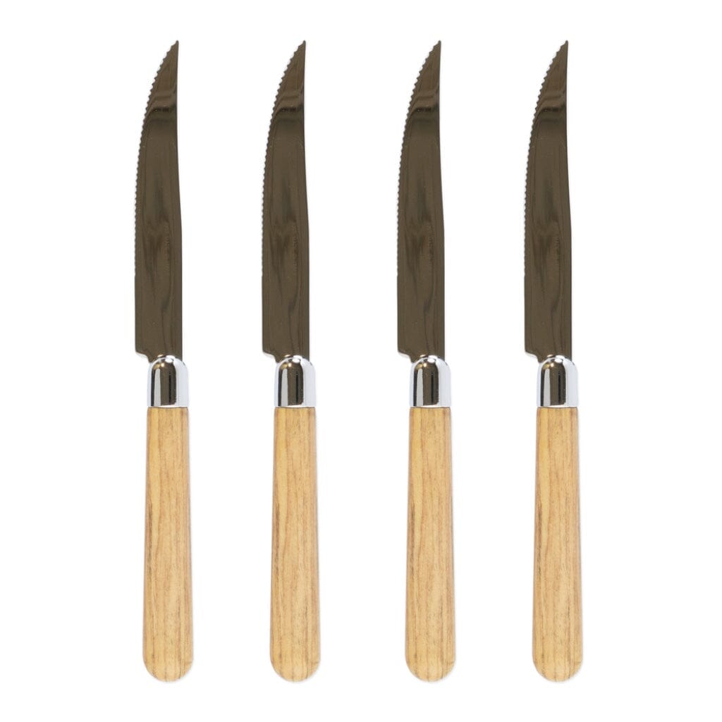 Vietri 4-Piece Set of Albero Steak Knives with Warm Wood Handles