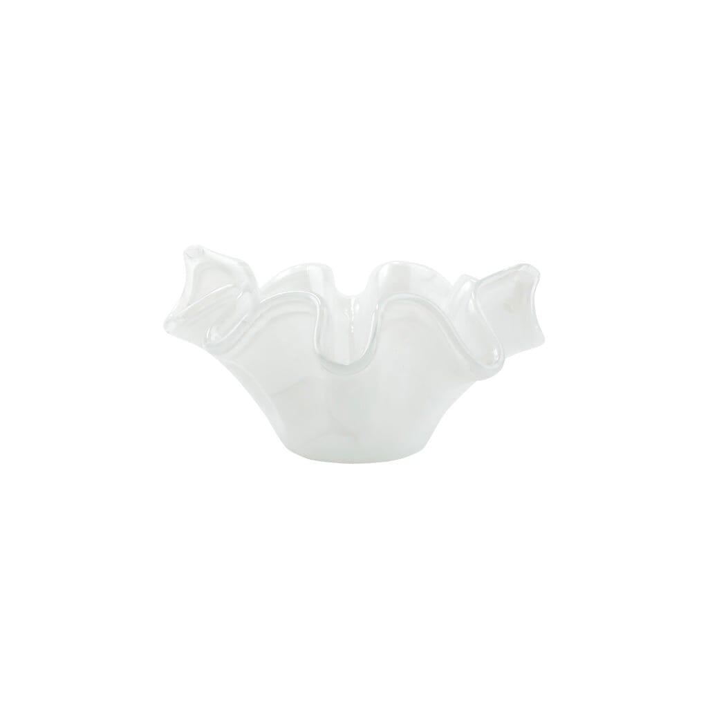 Small, Elegant White Vietri Onda Glass Bowl with Coastal Charm