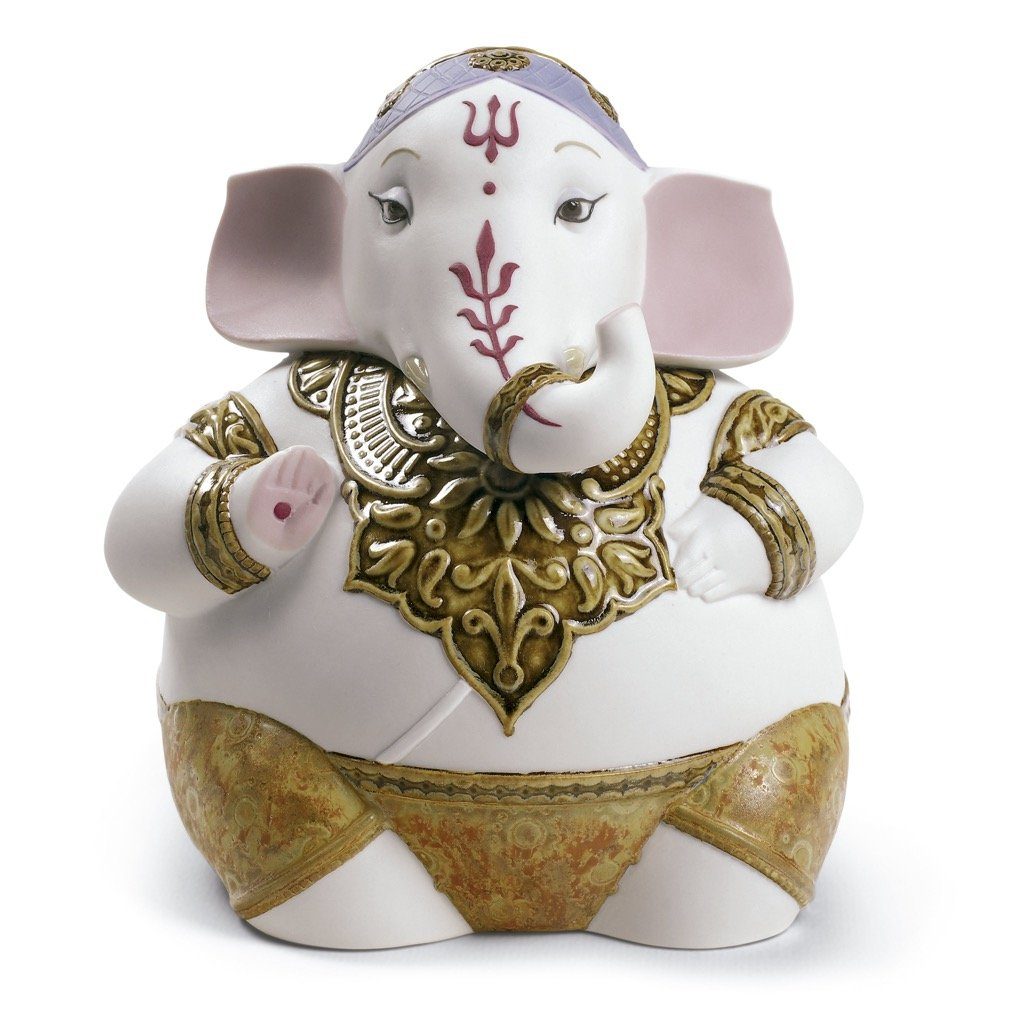 Exquisite Handmade Lladro Porcelain Ganesha Figurine from Spain