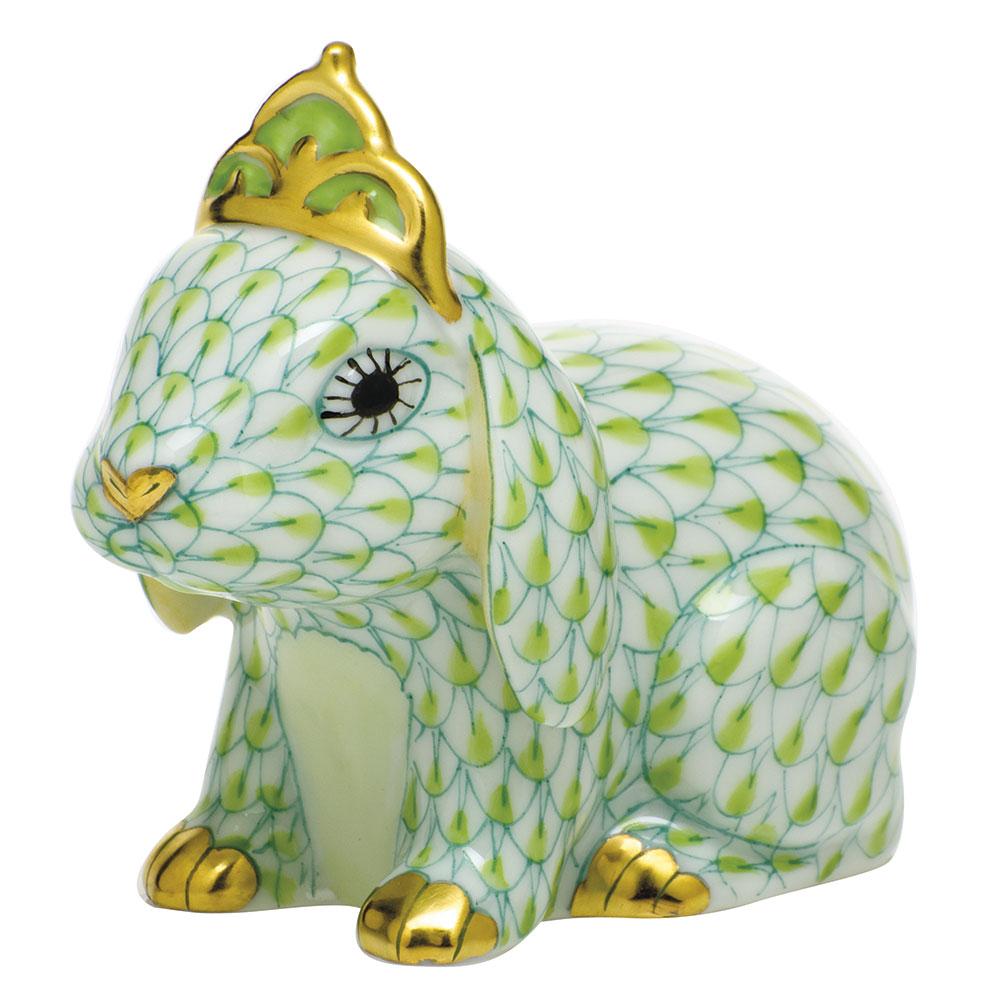 Exquisite Handmade Herend Porcelain Bunny Figurine Adorned with a Tiara