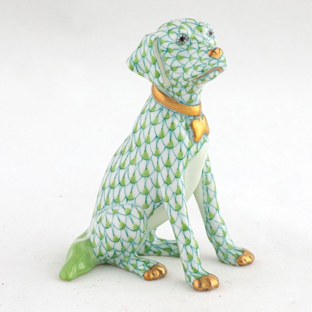 Herend Handmade Young Golden Retriever Puppy Porcelain Figurine for Dog Lovers