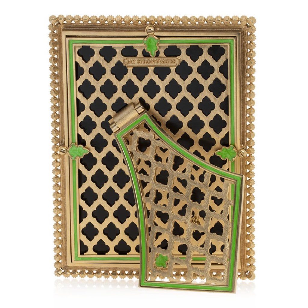 Jay Strongwater Lucas Electric Green Picture Frame with Stone Edge, Measuring 5 Inches by 7 Inches