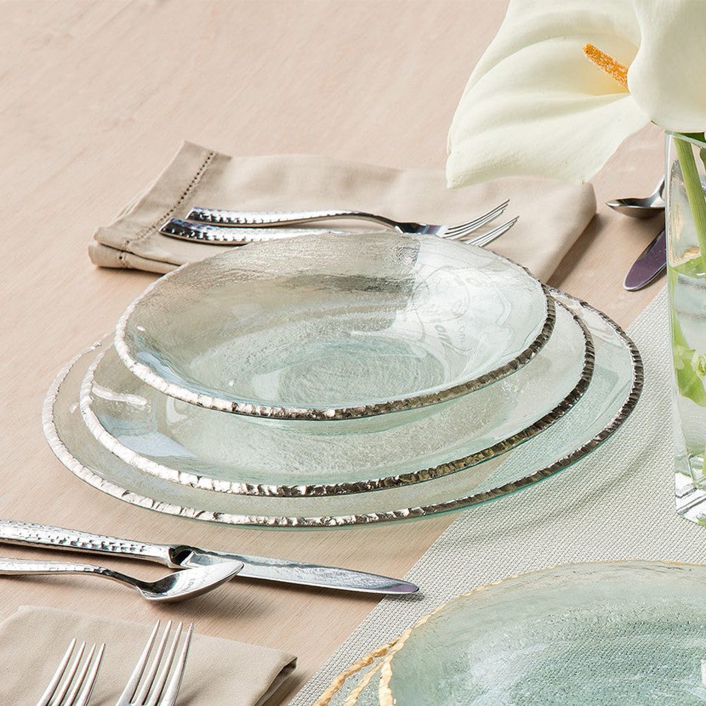 Handmade Annieglass 12-Inch Edgey Charger Plate with Precious Metal Trim