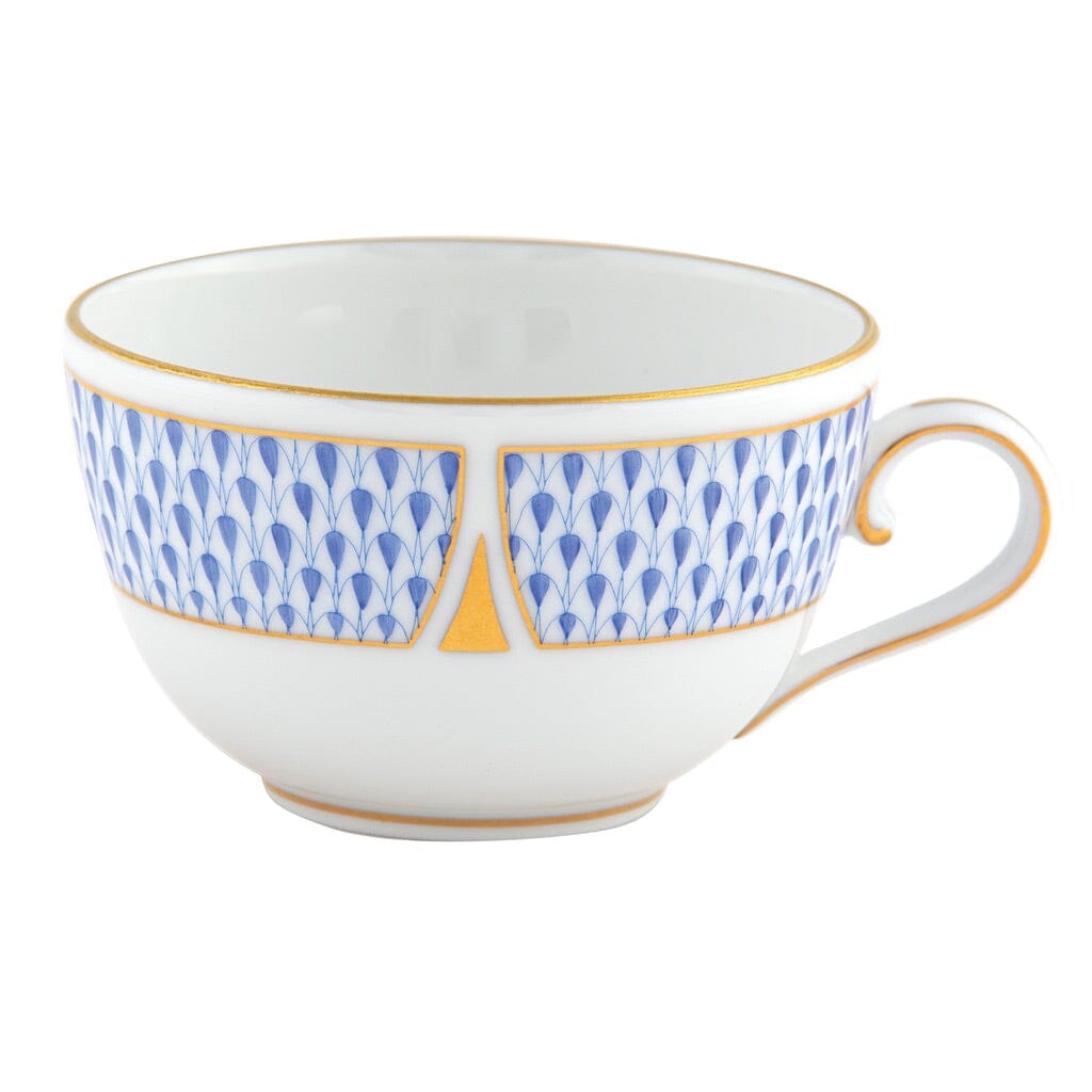 Exquisite Herend Art Deco 6 oz. Tea Cup with 24K Gold Geometric Accents