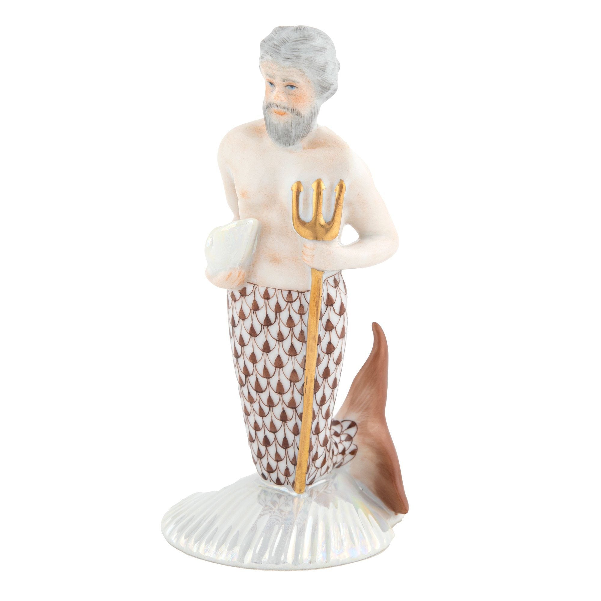 Exquisite Handmade Herend Neptune Porcelain Figurine