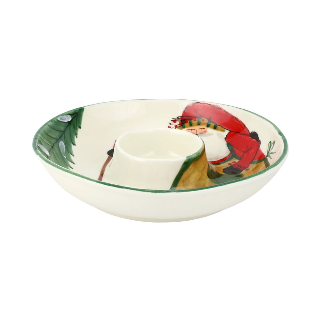 Vietri Old St. Nick Chip and Dip Serving Set Inspired by Italian Holiday Tradition