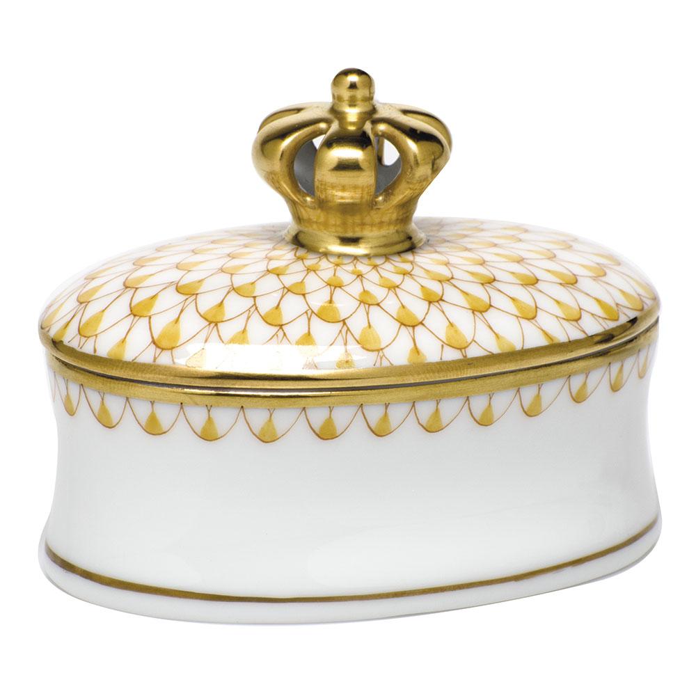 Exquisite Herend Porcelain Box with Crown Ornament