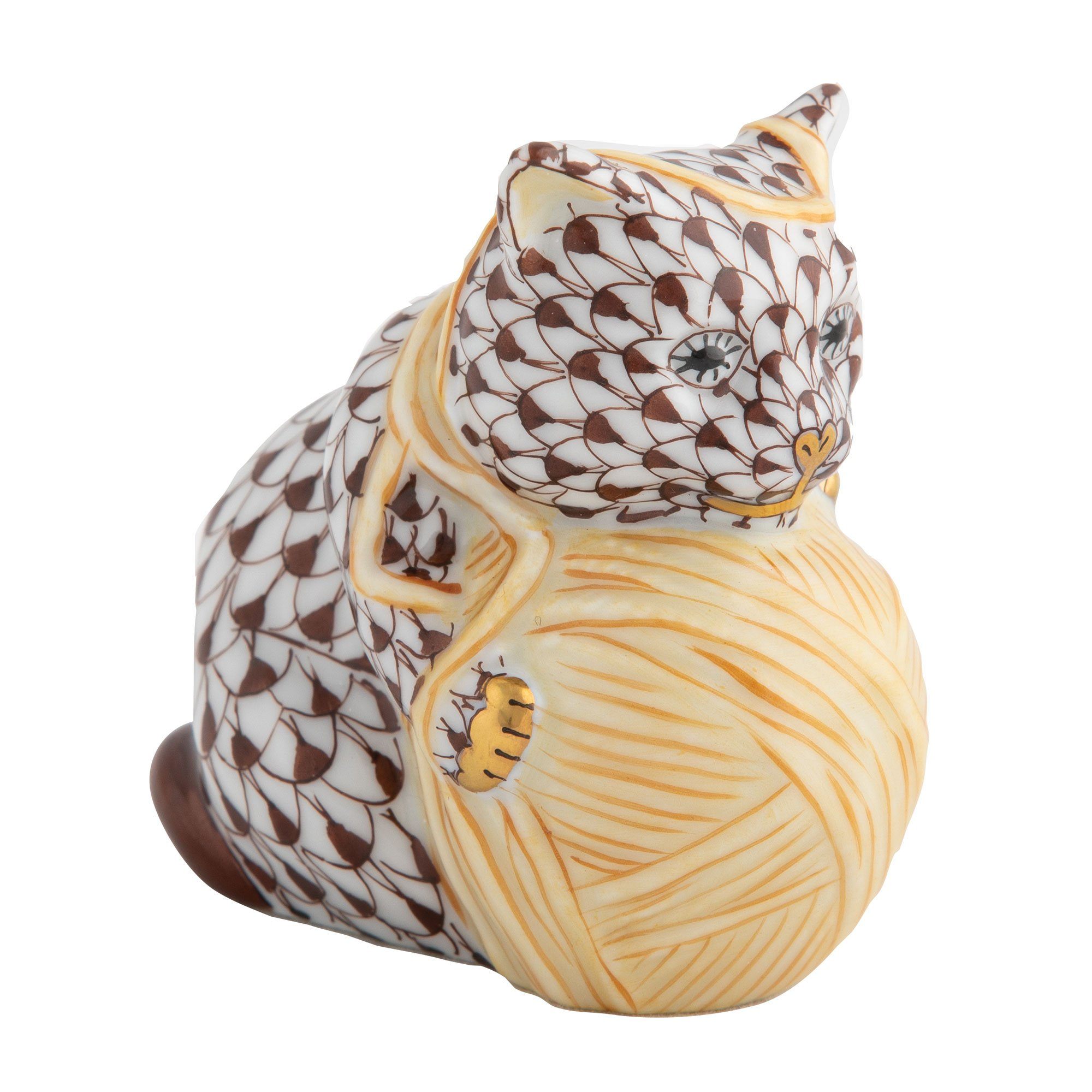 Exquisitely Hand - painted Herend Playful Kitten Porcelain Figurine