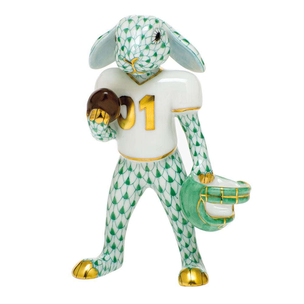 Collectible Herend Hand - painted Porcelain Football Bunny Figurine for Decor