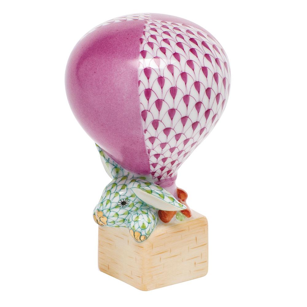 Handmade Herend Porcelain Hot Air Balloon Bunny Figurine
