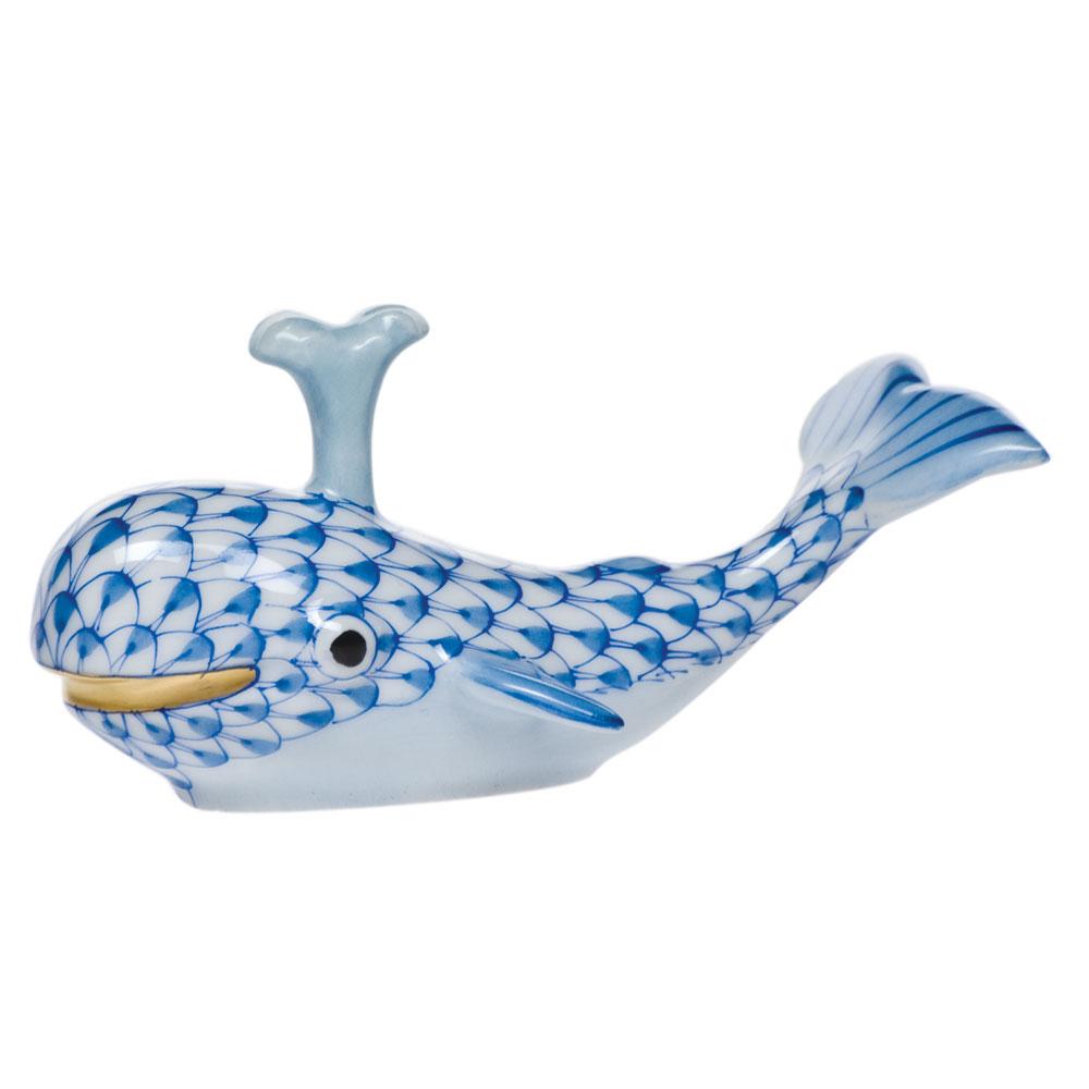 Exquisite Hand - painted Herend Baby Whale Figurine with Spout