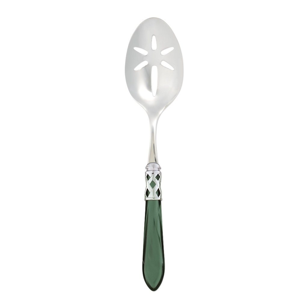 Vietri Aladdin Shiny Chrome 18/10 Stainless Steel Slotted Serving Spoon