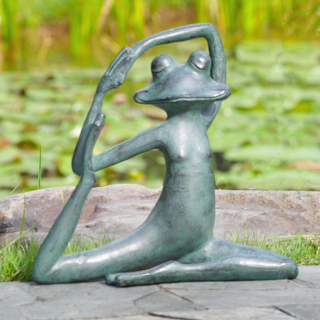 SPI Aluminum Relaxed Yoga Frog Sculpture for Your Garden