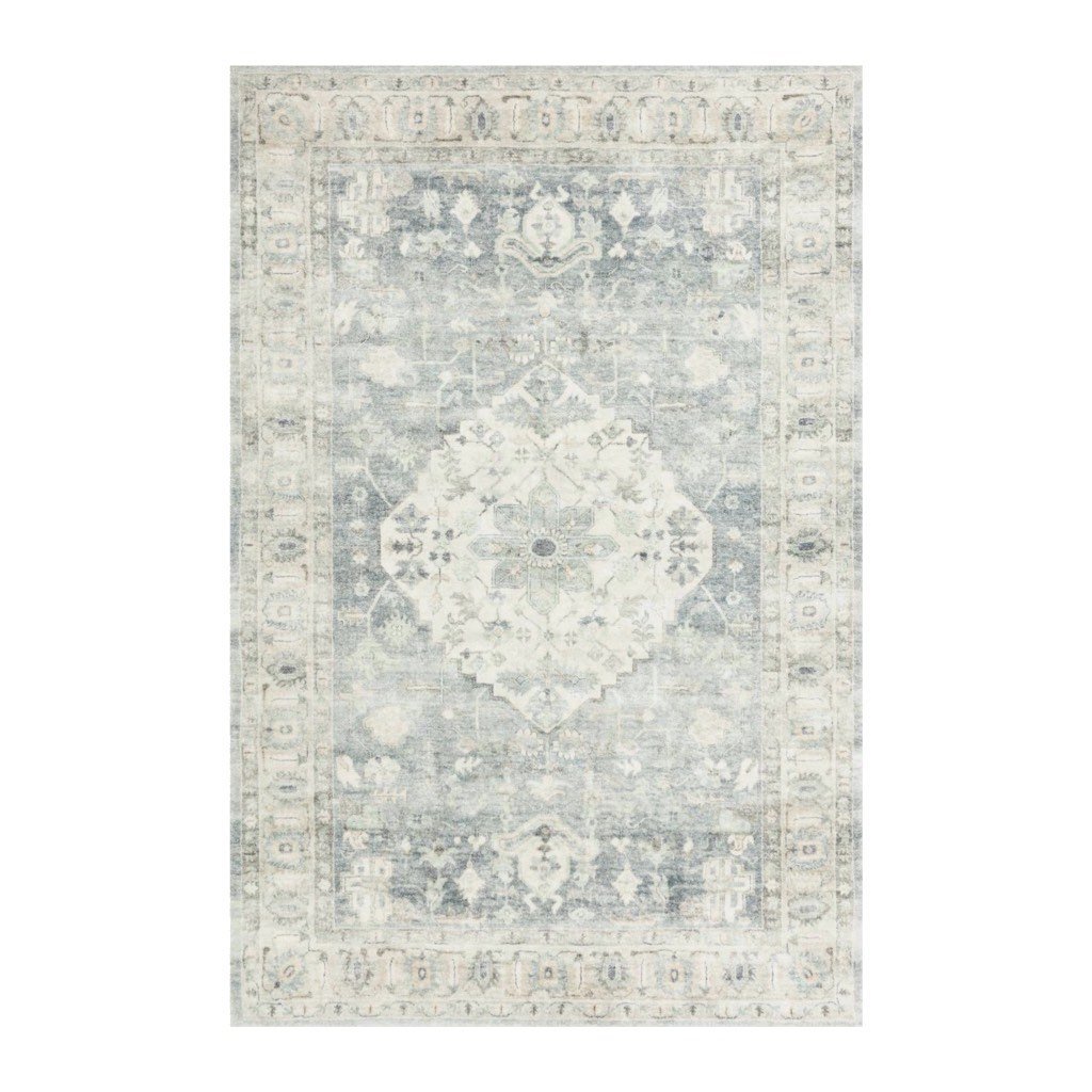 Loloi II Rosette ROS 07 Soft Polyester Denim/Fog Area Rug