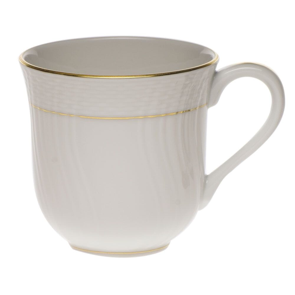 Exquisite Herend 10 oz Hand - painted 24K Gold Trim Classic White Porcelain Mug