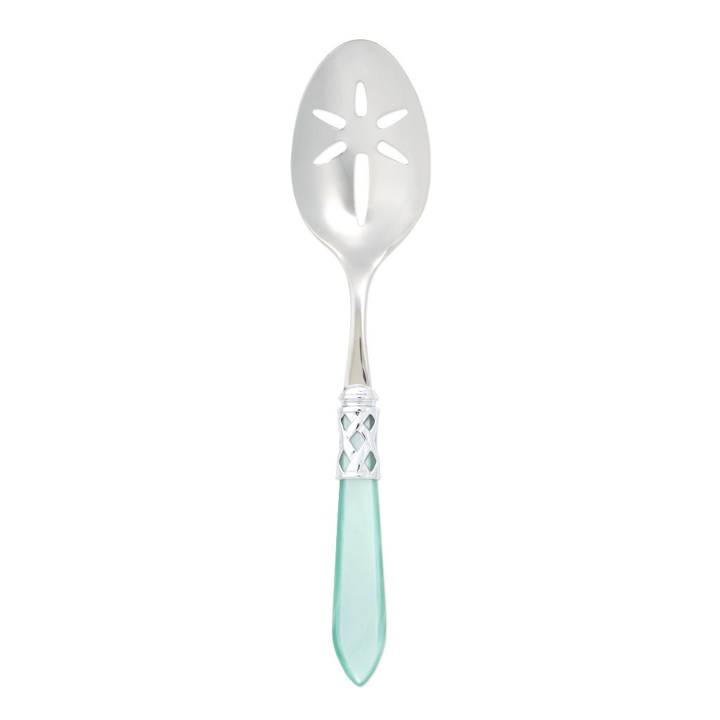 Vietri Aladdin Shiny Chrome 18/10 Stainless Steel Slotted Serving Spoon